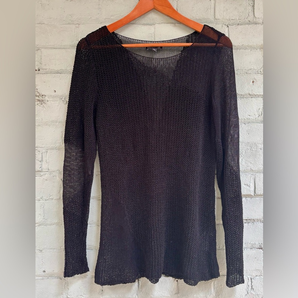 Black Mesh Knit Top